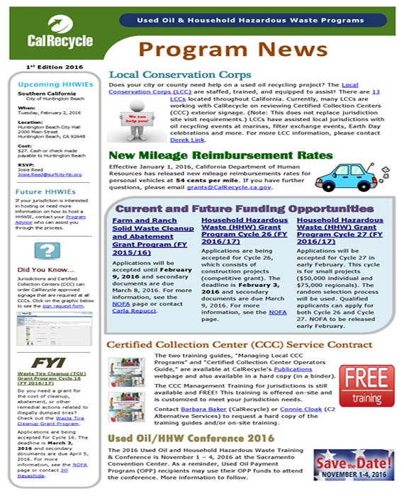 CalRecycle Program Newsletter