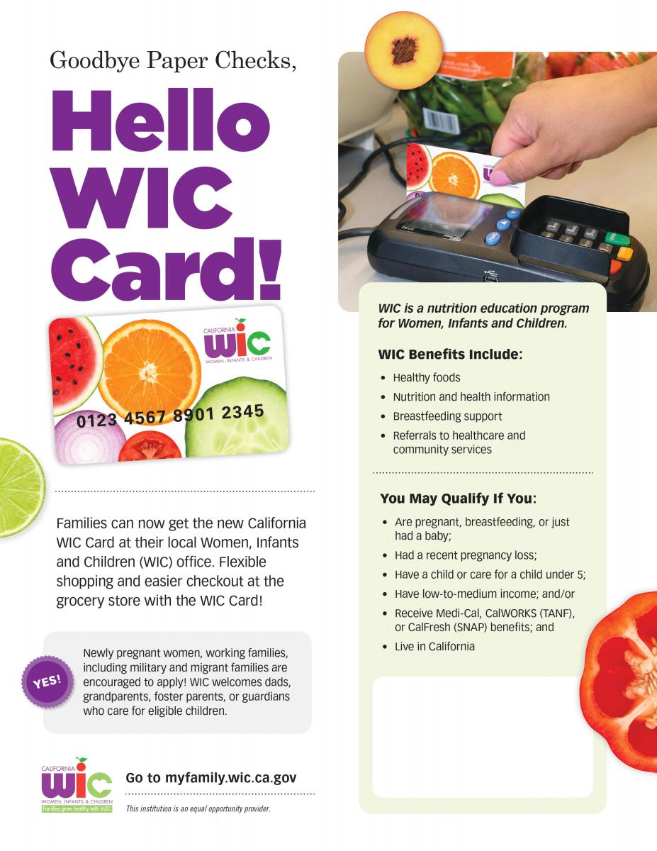 Paper checks being replaced with WIC card. Get your new WIC card at your local WIC office.