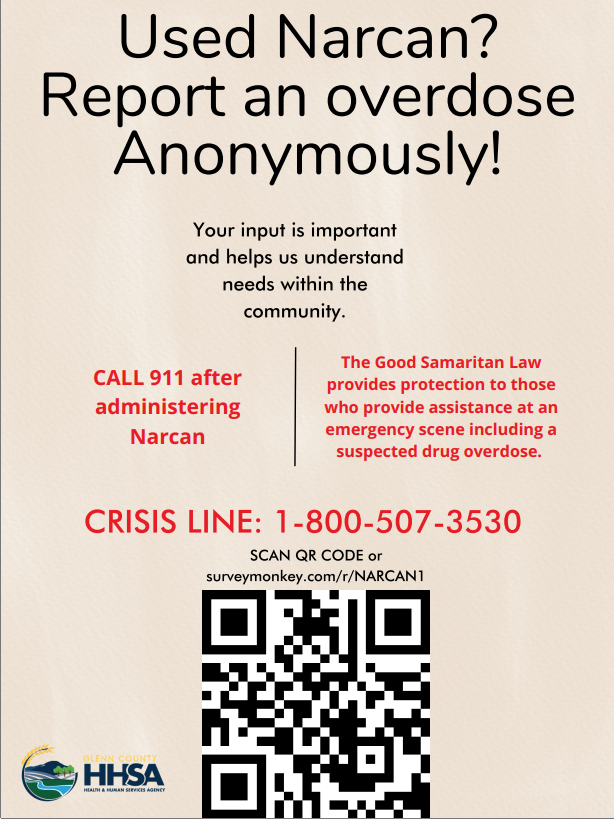 QR code to report a Narcan overdose anonymously