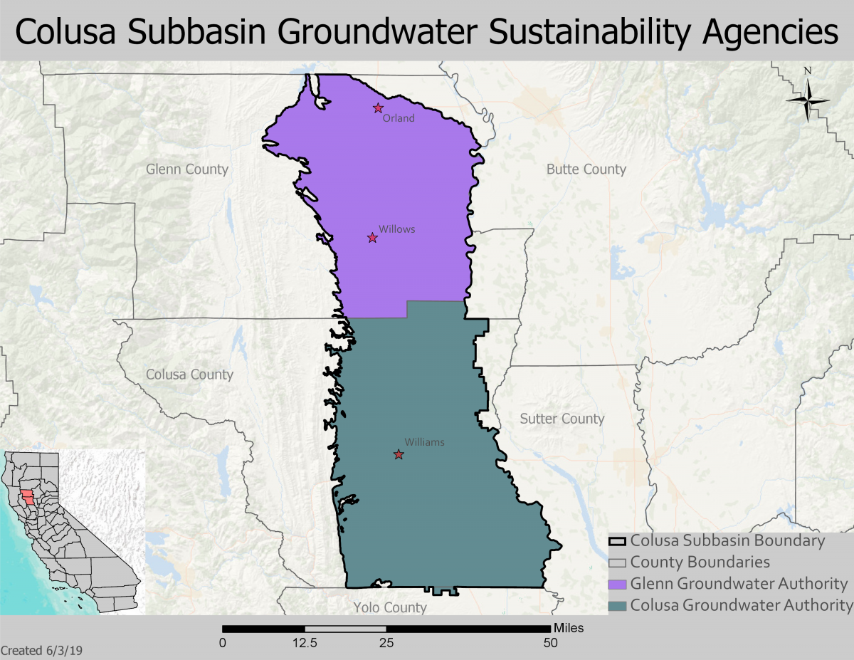 map of colusa subbasin groundwater sustainability agencies