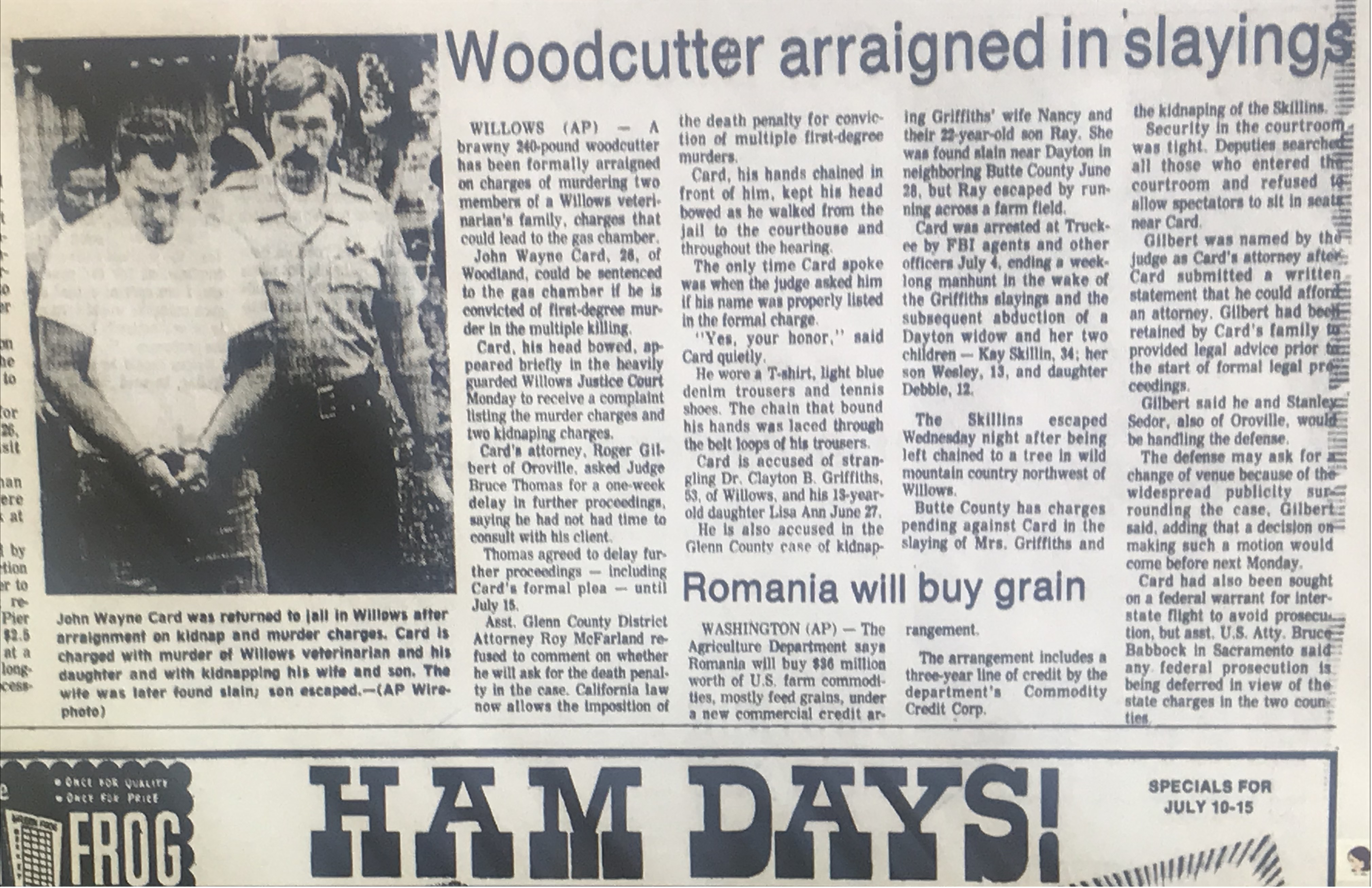 Old Newspaper Scan - Woodcutter arraigned in slayings