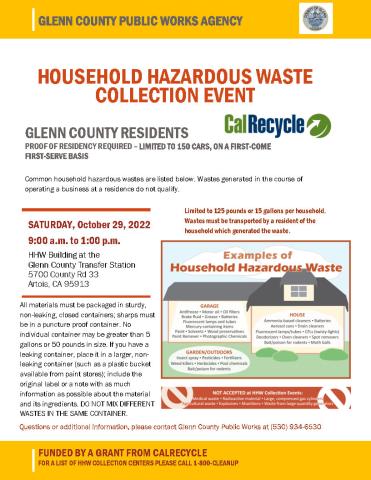 Household Hazardous Waste Collection Event - 2022